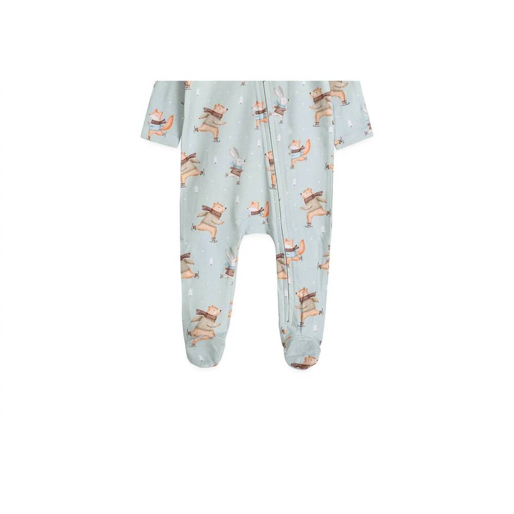 NEW VIVERANO ORGANICS boy's ice skaters zippered footie in sage